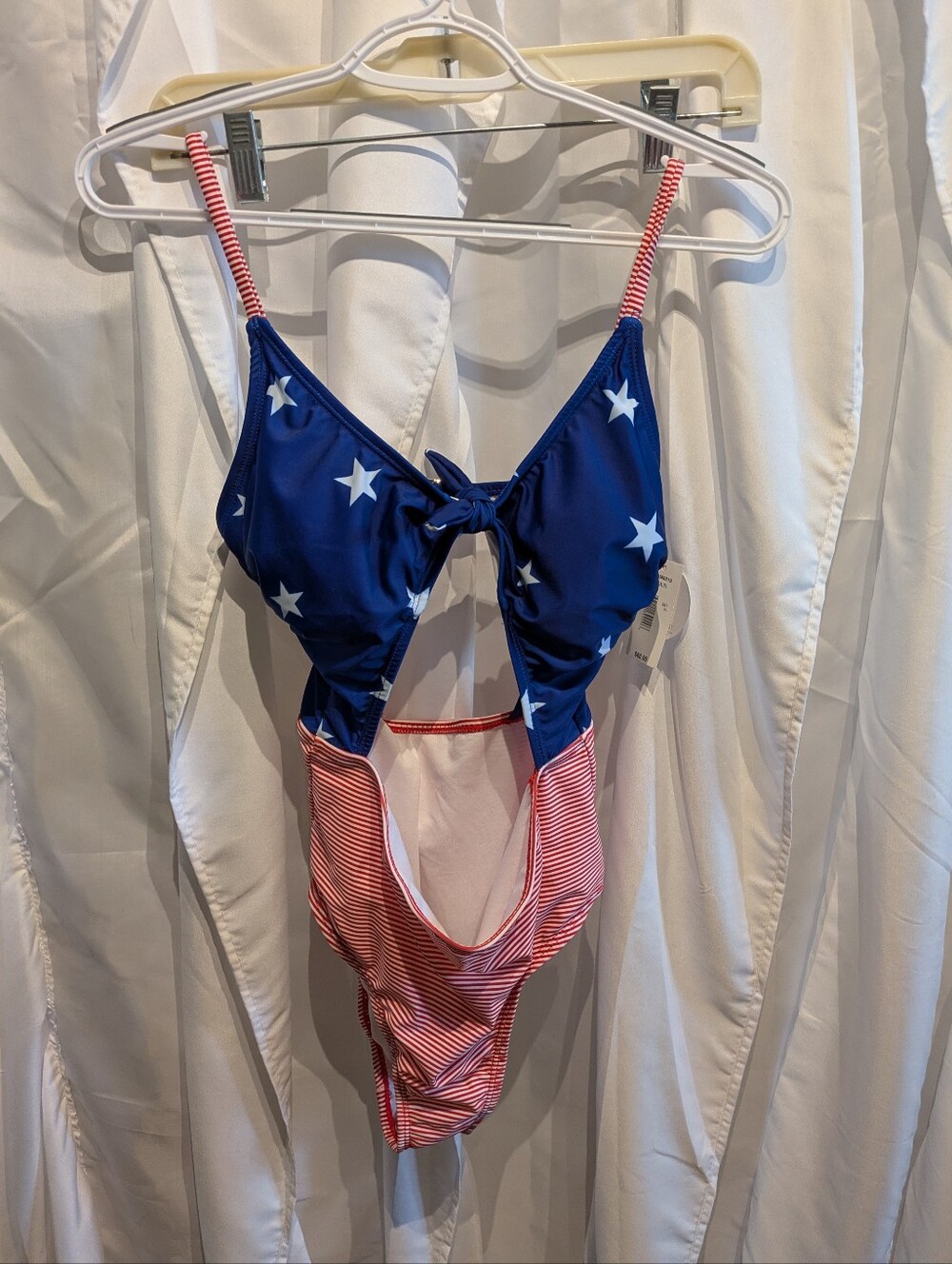 D3 Hot Water USA American Flag Cut Out 1-Piece Bathing Suit Medium NWT